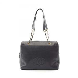 CHANEL Coco Mark Tote Bag in Grained Calfskin Leather, Women's, Black
